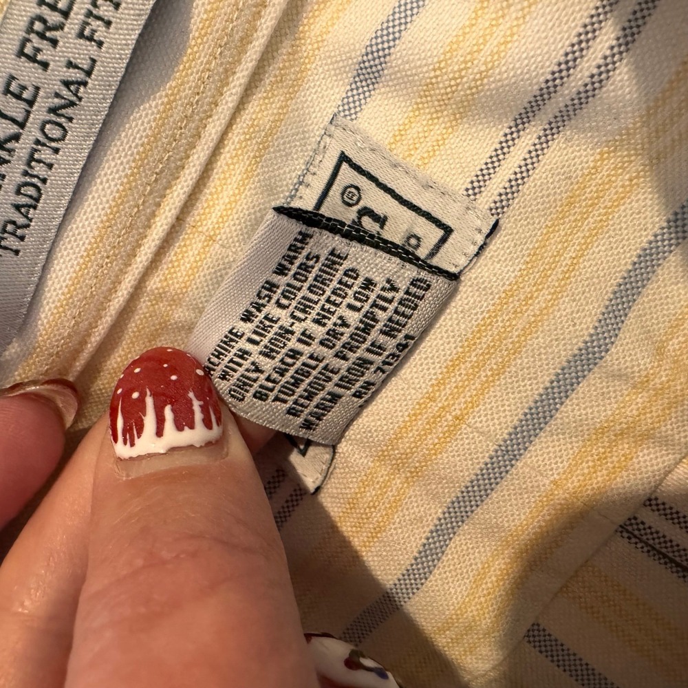 LL Bean Wrinkle Free Traditional Striped Button Down Shirt 17 1/2 36 Classic Dad - Picture 9 of 9